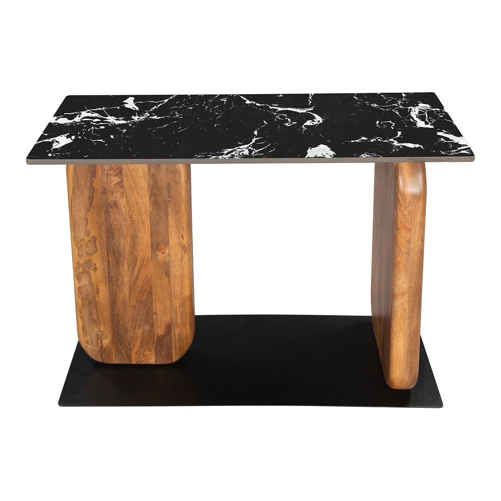 Mesa Consola para Habitación de Hotel - ZUO PEMBA - Multicolor - Cubierta de Mármol Natural y Estructura de Hierro con Recubrimiento en Polvo - 109770 - Zuo - NOGAL BEAT - Mesa Comercial Interior