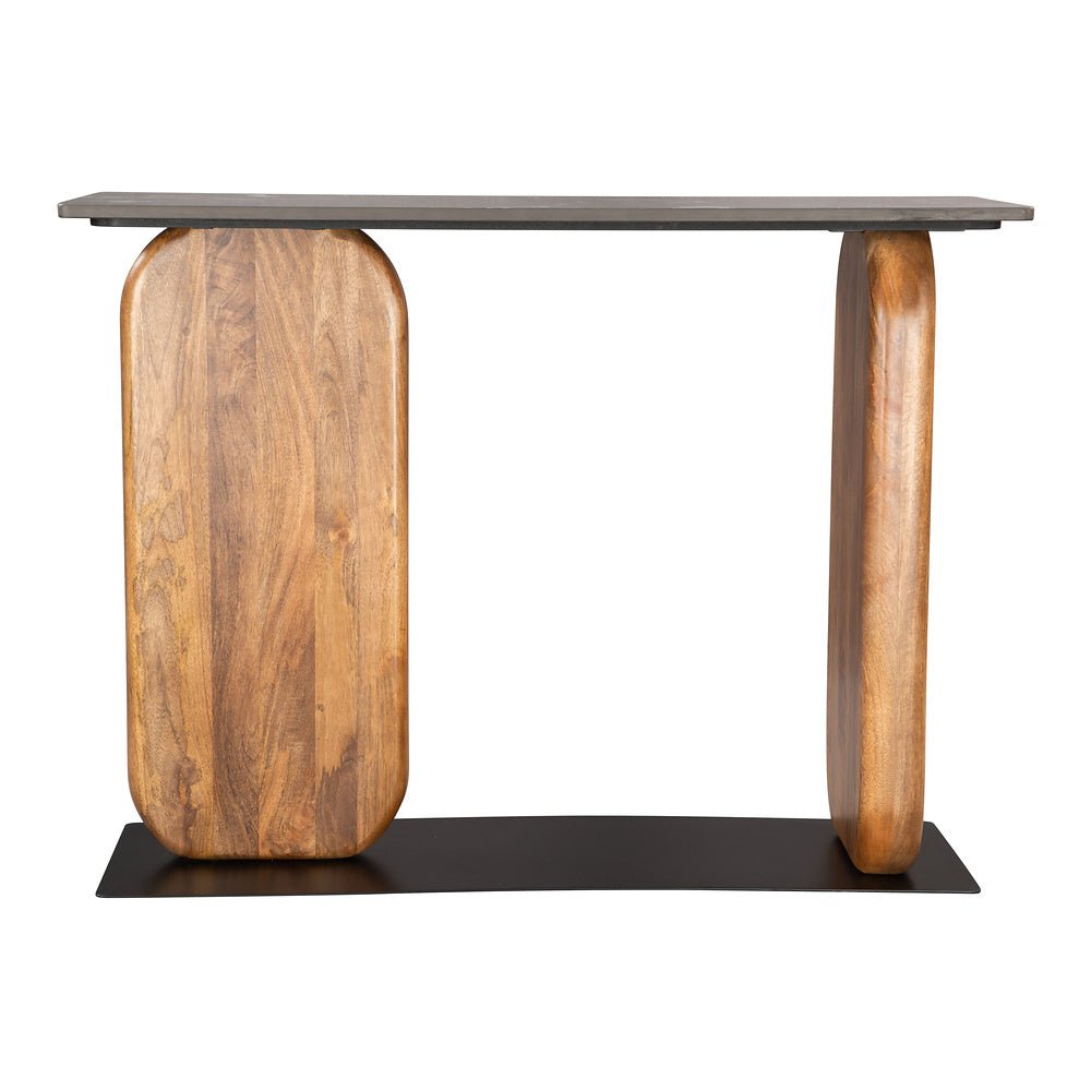 Mesa Consola para Habitación de Hotel - ZUO PEMBA - Multicolor - Cubierta de Mármol Natural y Estructura de Hierro con Recubrimiento en Polvo - 109770 - Zuo - NOGAL BEAT - Mesa Comercial Interior