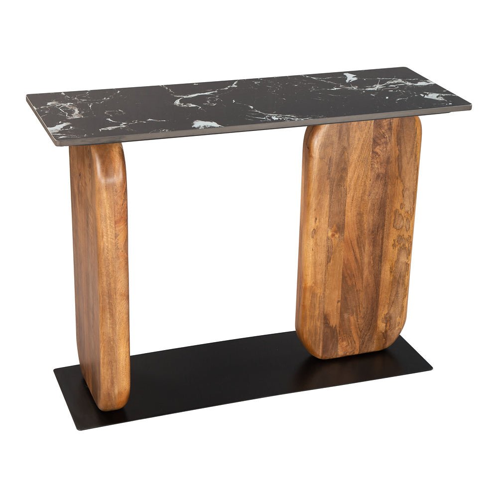 Mesa Consola para Habitación de Hotel - ZUO PEMBA - Multicolor - Cubierta de Mármol Natural y Estructura de Hierro con Recubrimiento en Polvo - 109770 - Zuo - NOGAL BEAT - Mesa Comercial Interior