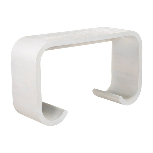 Mesa Consola para Lounge - ZUO DENA - Blanco Decapado - Cubierta de Mango Macizo Decapado y Estructura de Mango Macizo - 111035 - Zuo - NOGAL BEAT - Mesa Comercial Interior
