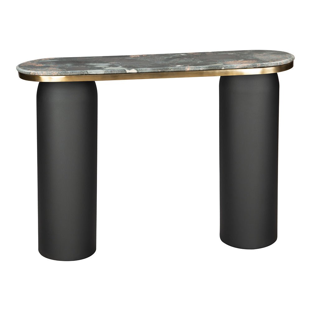 Mesa Consola para Recepción - ZUO LUXOR - Multicolor - Cubierta de Mármol Natural y Estructura de Hierro Electrochapado - 109761 - Zuo - NOGAL BEAT - Mesa Comercial Interior