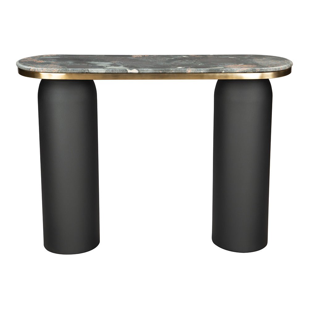 Mesa Consola para Recepción - ZUO LUXOR - Multicolor - Cubierta de Mármol Natural y Estructura de Hierro Electrochapado - 109761 - Zuo - NOGAL BEAT - Mesa Comercial Interior