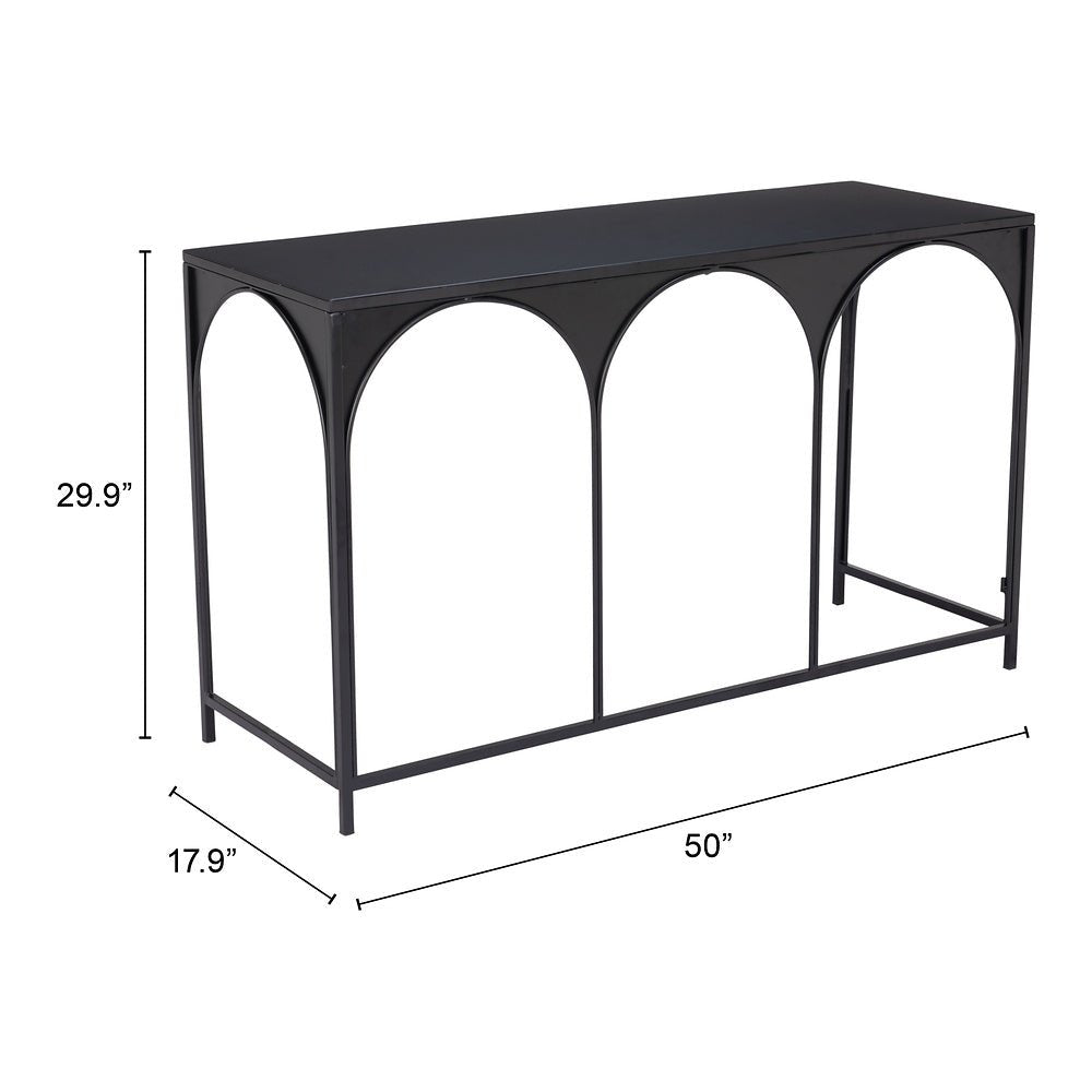 Mesa Consola para Sala de Espera - ZUO LORIET - Negro - Estructura y Cubierta en Acero Pintado - 109837 - Zuo - NOGAL BEAT - Mesa Comercial Interior