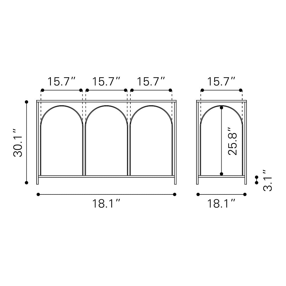 Mesa Consola para Sala de Espera - ZUO LORIET - Negro - Estructura y Cubierta en Acero Pintado - 109837 - Zuo - NOGAL BEAT - Mesa Comercial Interior