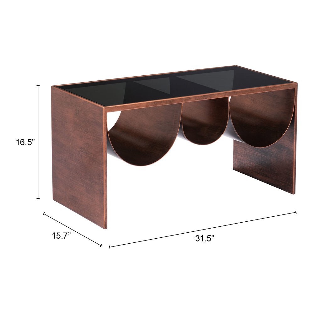 Mesa de Centro para Consultorio - ZUO AVEIRO - Varios Colores - Cubierta de Vidrio Templado Entintado y Estructura de Acero con Recubrimiento en Polvo - 109841 - Zuo - NOGAL BEAT - Mesa Comercial Interior