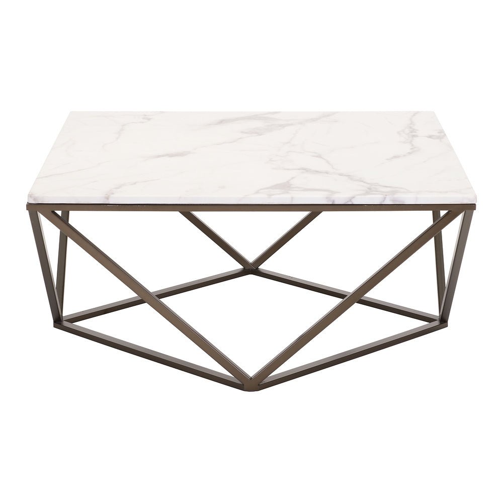 Mesa de Centro para Consultorio - ZUO TINTERN - Varios Colores - Cubierta de Piedra Compuesta Símil Mármol y Estructura de Acero con Recubrimiento en Polvo - 100657 - Zuo - NOGAL BEAT - Mesa Comercial Interior
