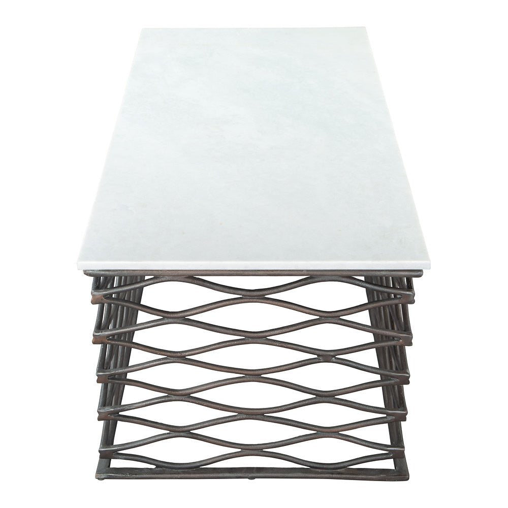 Mesa de Centro para Lounge - ZUO DUCHESS - Varios Colores - Cubierta de Mármol Natural y Estructura de Aluminio Chapado - 109457 - Zuo - NOGAL BEAT - Mesa Comercial Interior