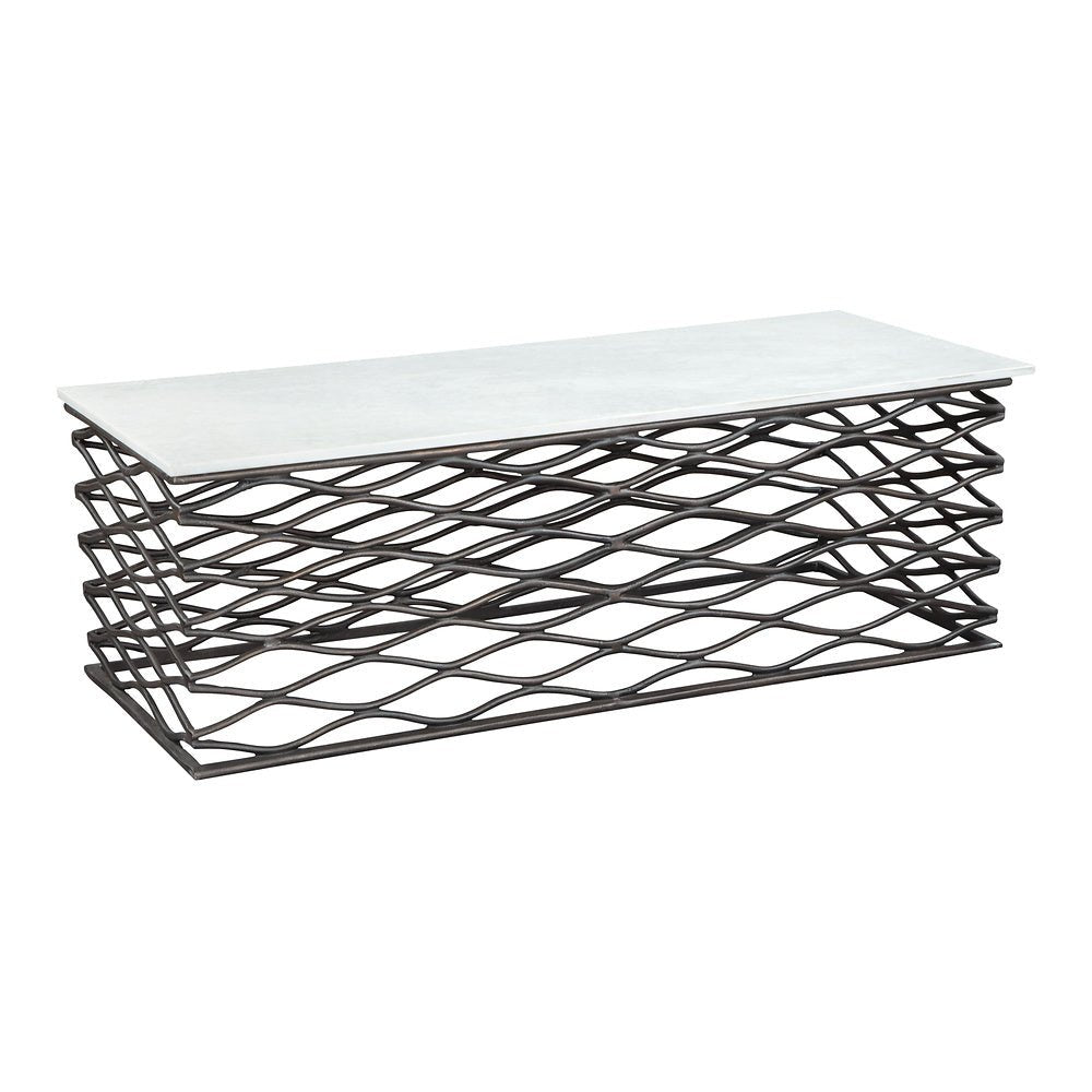 Mesa de Centro para Lounge - ZUO DUCHESS - Varios Colores - Cubierta de Mármol Natural y Estructura de Aluminio Chapado - 109457 - Zuo - NOGAL BEAT - Mesa Comercial Interior