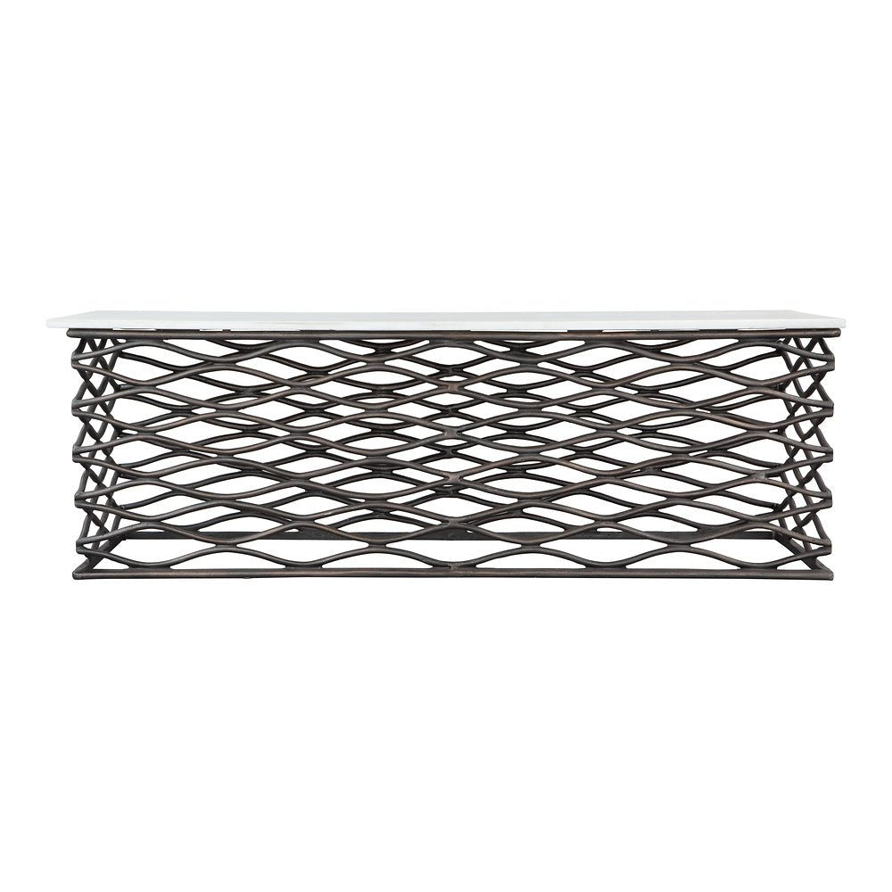 Mesa de Centro para Lounge - ZUO DUCHESS - Varios Colores - Cubierta de Mármol Natural y Estructura de Aluminio Chapado - 109457 - Zuo - NOGAL BEAT - Mesa Comercial Interior