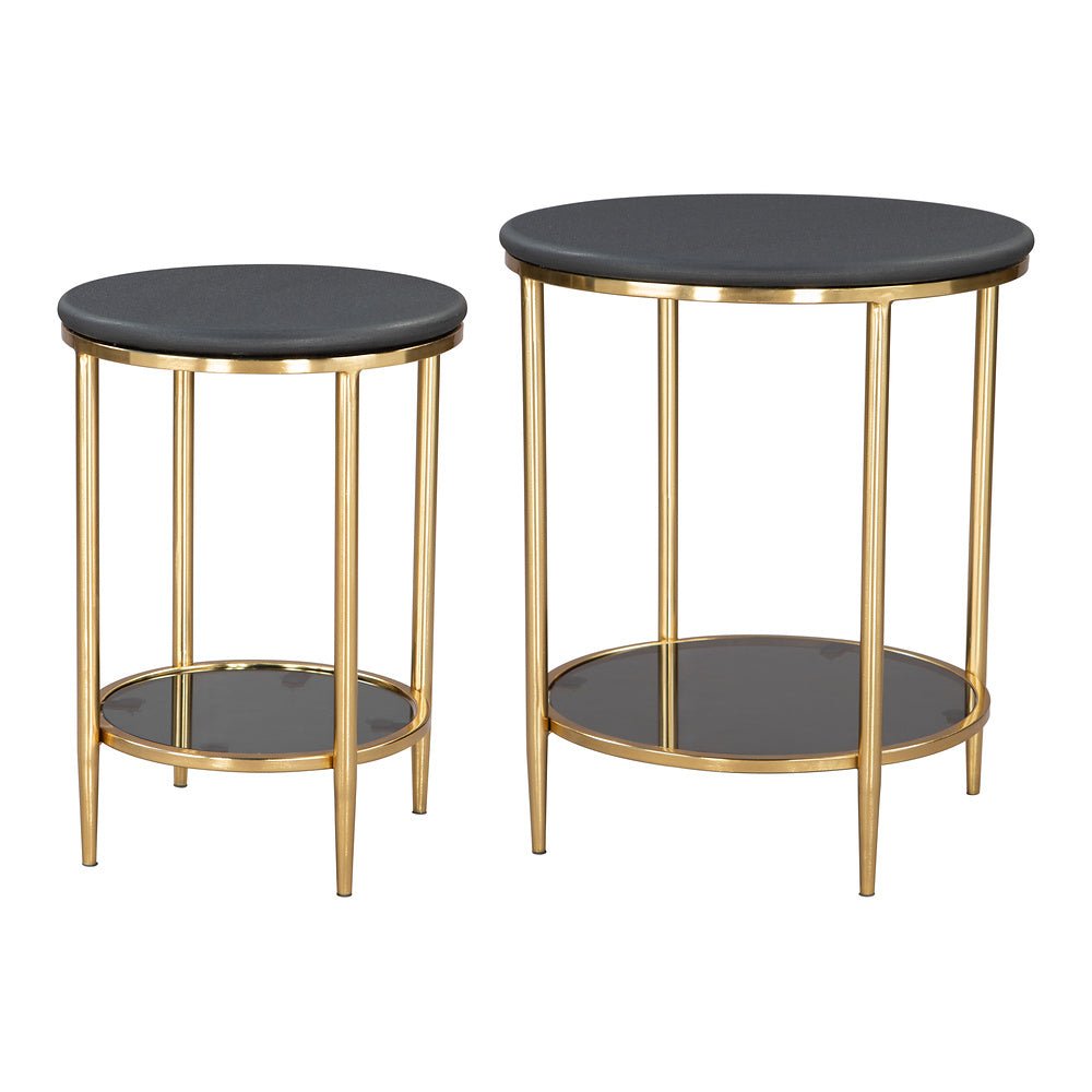 Mesa de Centro para Recepción - ZUO KOPER - Negro - Cubierta de Mármol Natural y Estructura de Hierro Electrochapado - 109775 - Zuo - NOGAL BEAT - Mesa Comercial Interior