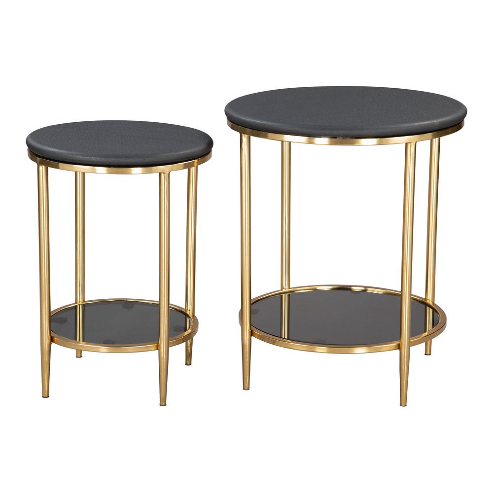 Mesa de Centro para Recepción - ZUO KOPER - Negro - Cubierta de Mármol Natural y Estructura de Hierro Electrochapado - 109775 - Zuo - NOGAL BEAT - Mesa Comercial Interior
