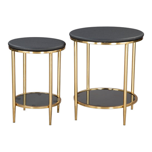 Mesa de Centro para Recepción - ZUO KOPER - Negro - Cubierta de Mármol Natural y Estructura de Hierro Electrochapado - 109775 - Zuo - NOGAL BEAT - Mesa Comercial Interior