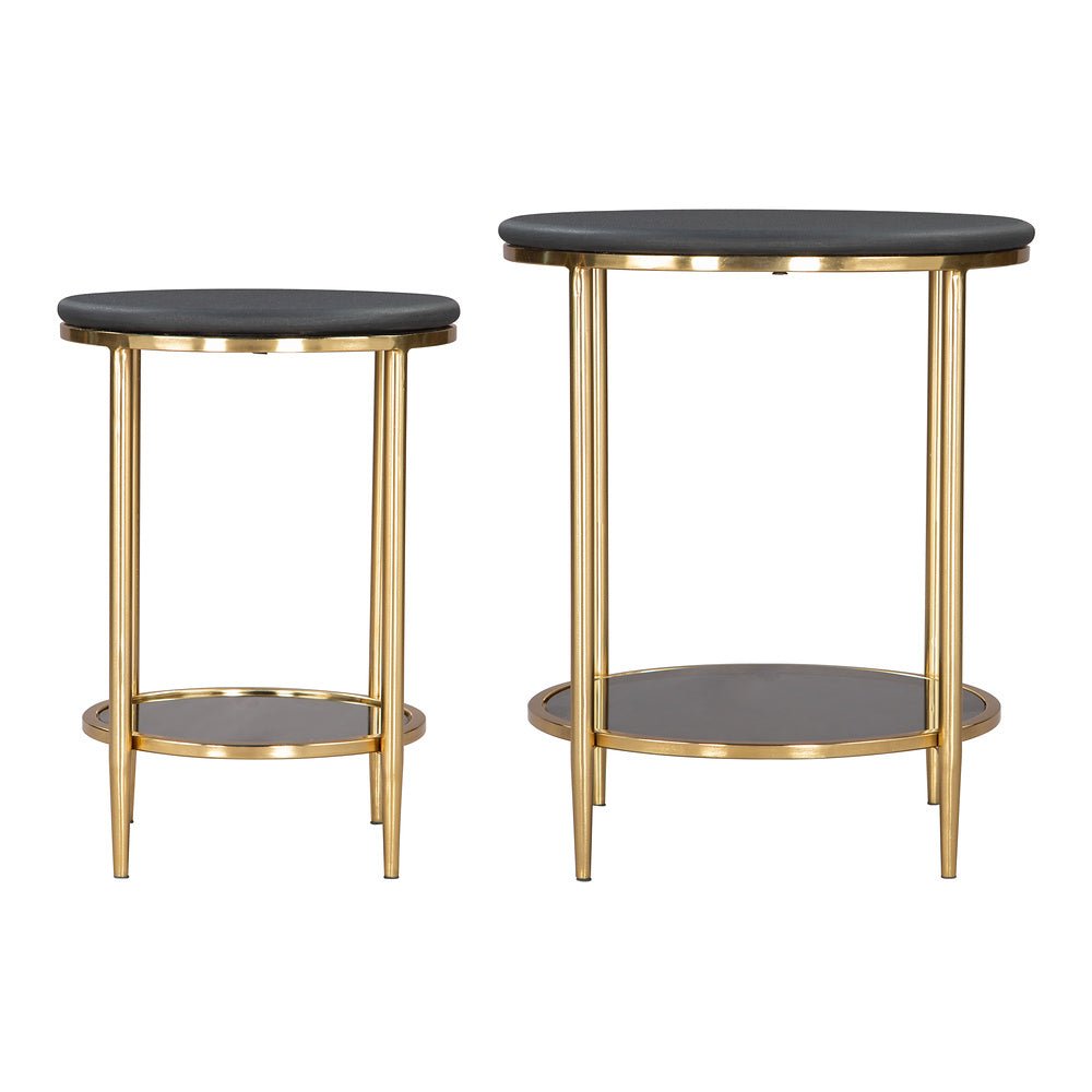 Mesa de Centro para Recepción - ZUO KOPER - Negro - Cubierta de Mármol Natural y Estructura de Hierro Electrochapado - 109775 - Zuo - NOGAL BEAT - Mesa Comercial Interior