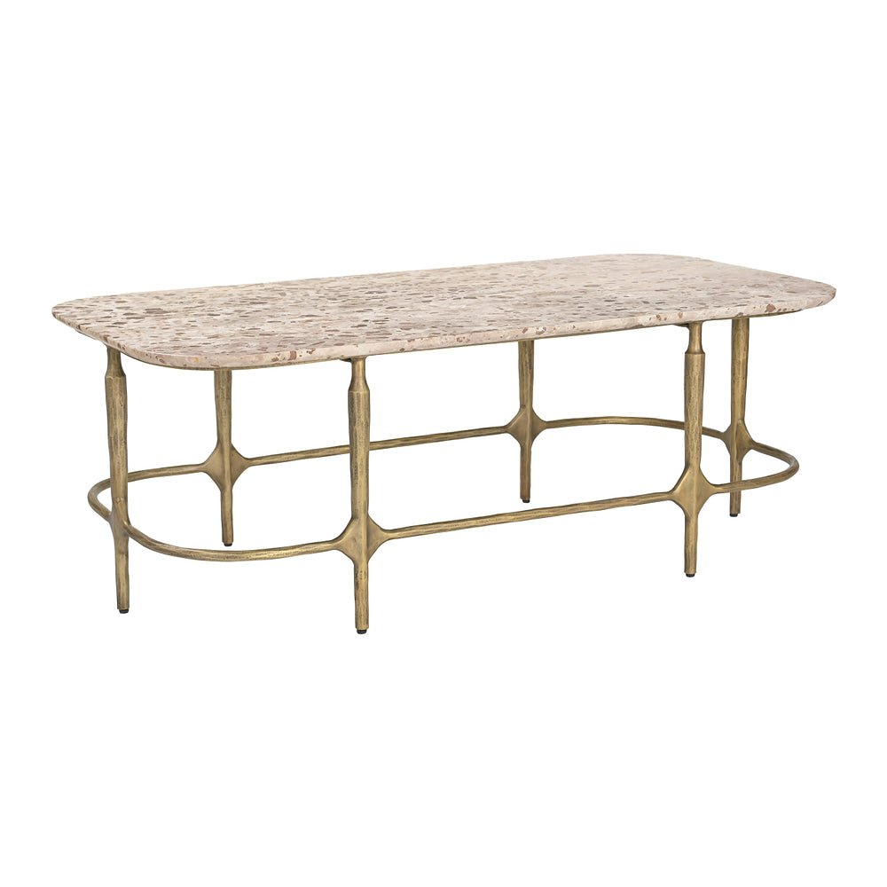 Mesa de Centro para Recepción - ZUO ROCHESTER - Varios Colores - Cubierta de Mármol Natural y Estructura de Hierro Forjado - 111294 - Zuo - NOGAL BEAT - Mesa Comercial Interior