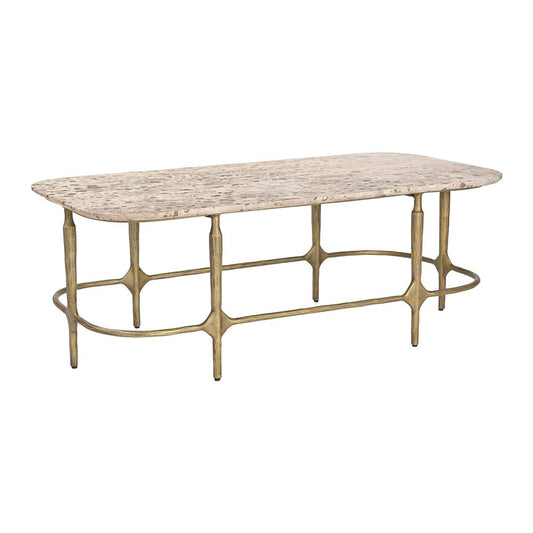 Mesa de Centro para Recepción - ZUO ROCHESTER - Varios Colores - Cubierta de Mármol Natural y Estructura de Hierro Forjado - 111294 - Zuo - NOGAL BEAT - Mesa Comercial Interior