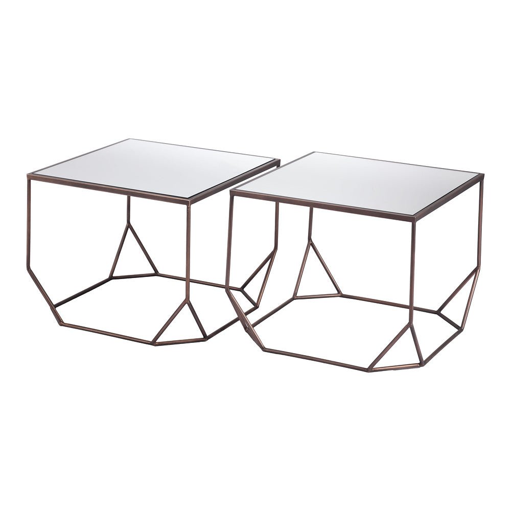 Mesa de Centro para Sala de Espera - ZUO ARZON - Bronce - Cubierta de MDF y Estructura de Acero Pintado - 109835 - Zuo - NOGAL BEAT - Mesa Comercial Interior