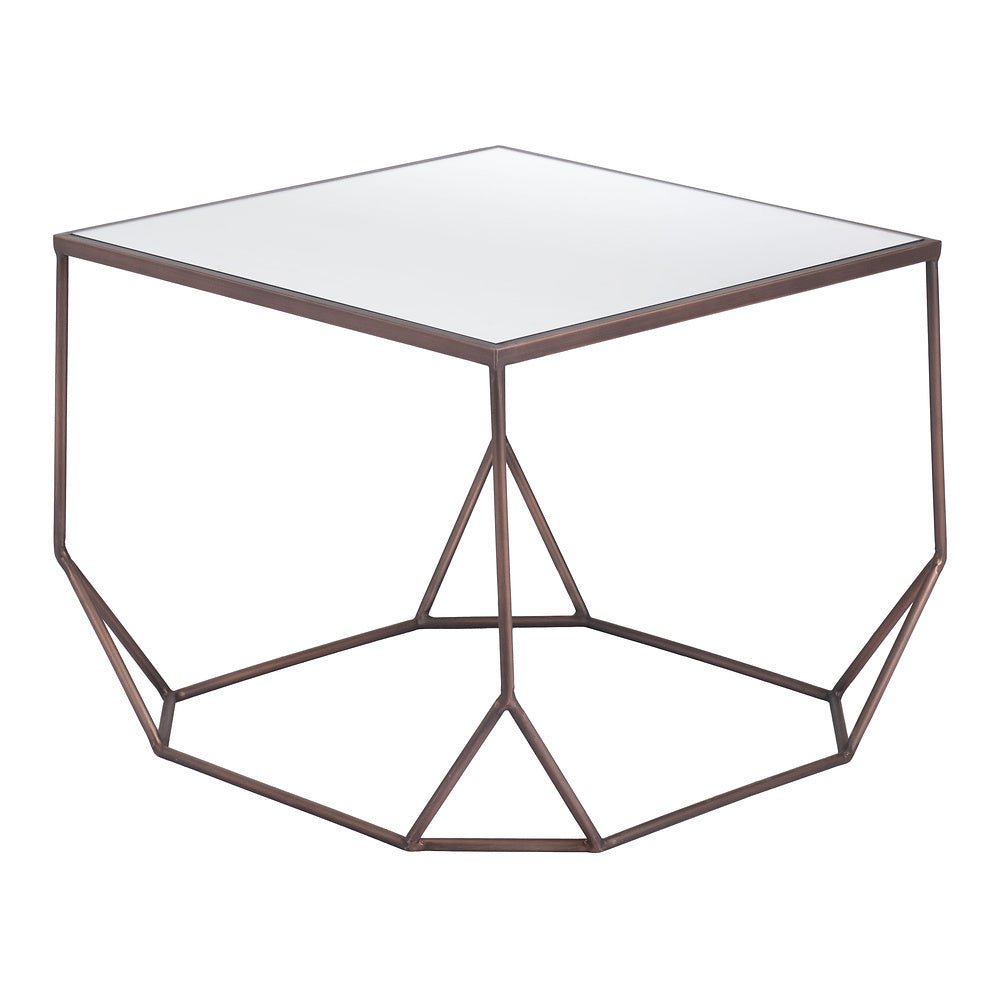 Mesa de Centro para Sala de Espera - ZUO ARZON - Bronce - Cubierta de MDF y Estructura de Acero Pintado - 109835 - Zuo - NOGAL BEAT - Mesa Comercial Interior