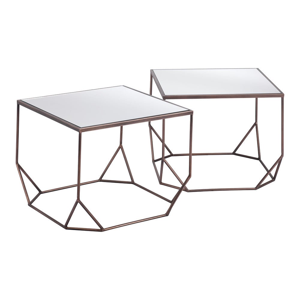 Mesa de Centro para Sala de Espera - ZUO ARZON - Bronce - Cubierta de MDF y Estructura de Acero Pintado - 109835 - Zuo - NOGAL BEAT - Mesa Comercial Interior