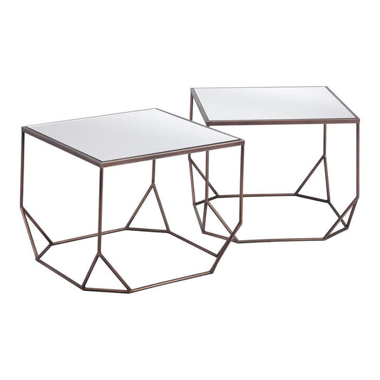 Mesa de Centro para Sala de Espera - ZUO ARZON - Bronce - Cubierta de MDF y Estructura de Acero Pintado - 109835 - Zuo - NOGAL BEAT - Mesa Comercial Interior