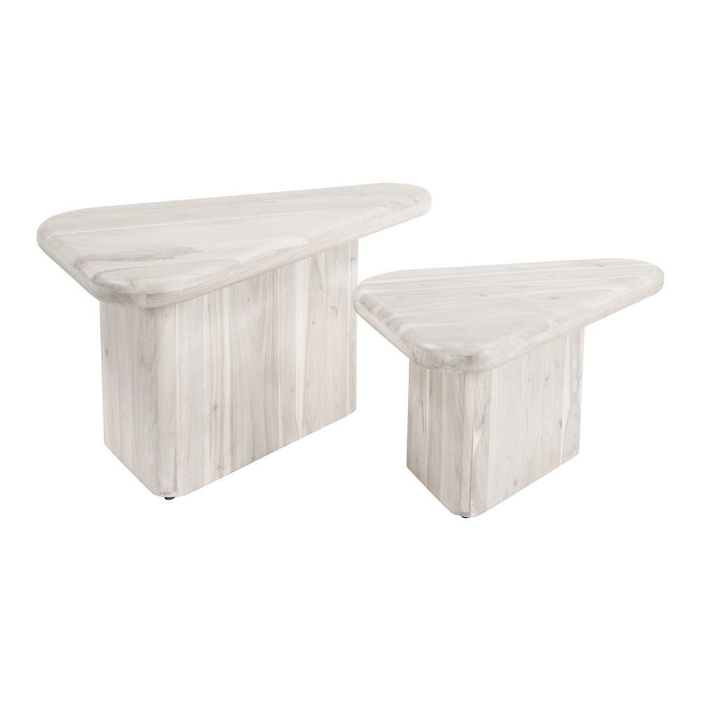 Mesa de Centro para Sala de Espera - ZUO NAVIDIC - Blanco Decapado - Cubierta de Madera de Acacia Blanqueada y Estructura de Madera de Acacia - 109872 - Zuo - NOGAL BEAT - Mesa Comercial Interior