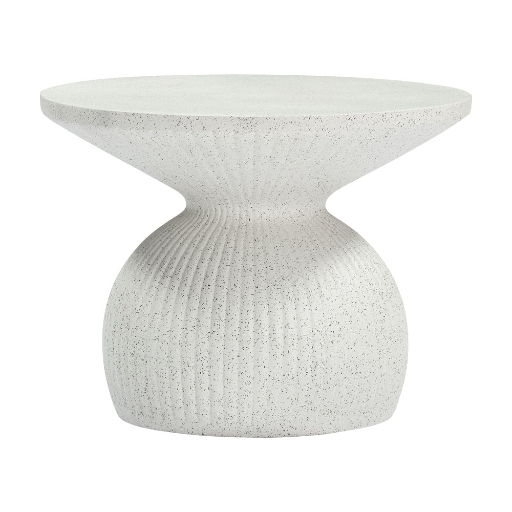 Mesa de Centro para Terraza y Zona de Alberca - ZUO CORZA - Blanco - Cubierta de Poli Cemento Símil Terrazo y Estructura de Poli Cemento - 704211 - Zuo - NOGAL BEAT - Mesa de Terraza