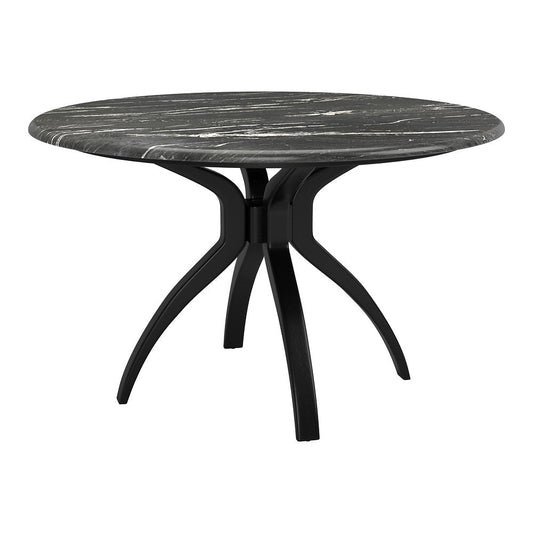 Mesa de Comedor para Bistró - ZUO SUMAY - Negro - Cubierta de Piedra HPL Símil Mármol y Estructura de Acero - 110086 - Zuo - NOGAL BEAT - Mesa Comercial Interior