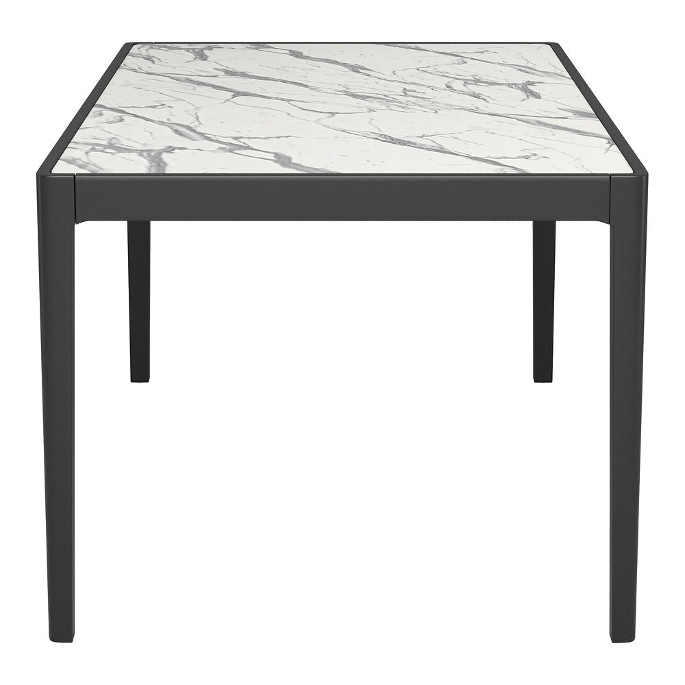 Mesa de Comedor para Desayunador - ZUO TOKAI - Blanco - Cubierta de Piedra HPL Símil Mármol y Estructura de Madera de Hule - 110087 - Zuo - NOGAL BEAT - Mesa Comercial Interior