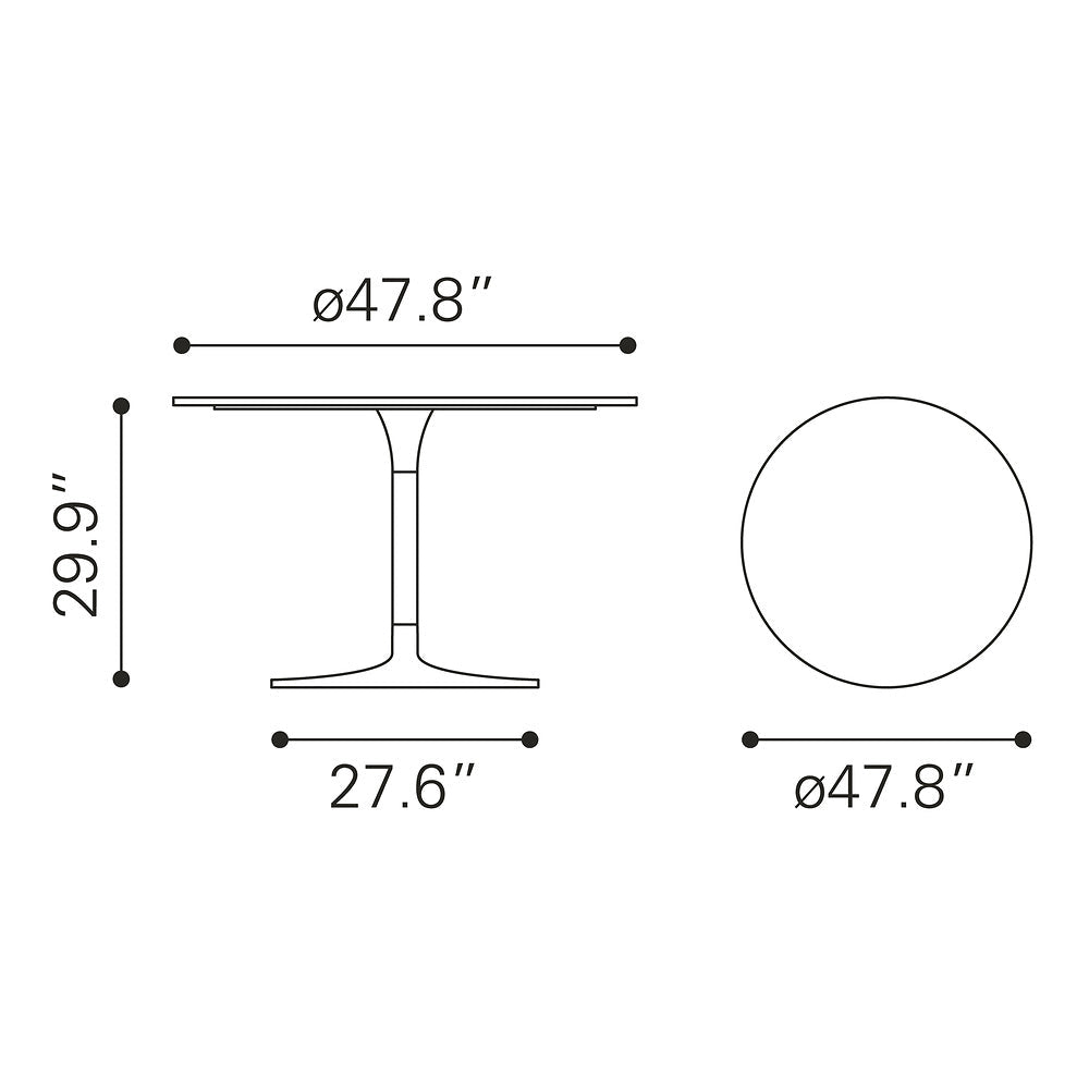 Mesa de Comedor para Food Court - ZUO METROPOLIS - Varios Colores - Cubierta de Mármol Natural y Estructura de Hierro - 109445 - Zuo - NOGAL BEAT - Mesa Comercial Interior
