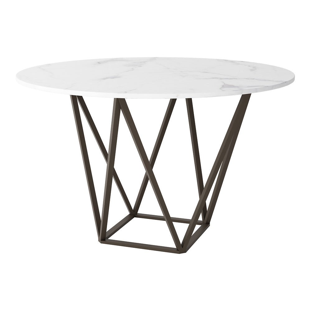 Mesa de Comedor para Food Court - ZUO TINTERN - Varios Colores - Cubierta de Piedra Compuesta Símil Mármol y Estructura de Acero con Recubrimiento en Polvo - 100715 - Zuo - NOGAL BEAT - Mesa Comercial Interior