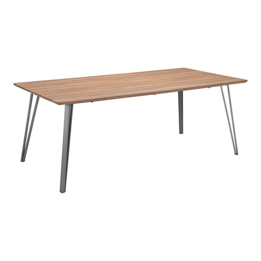 Mesa de Comedor para Hotel - ZUO PERPIGNAN - Café - Cubierta de MDF Símil Madera y Estructura de Acero Pintado - 101888 - Zuo - NOGAL BEAT - Mesa Comercial Interior