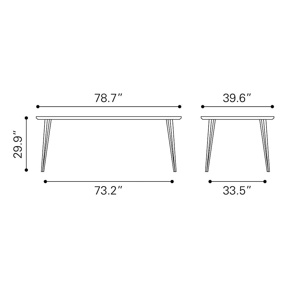 Mesa de Comedor para Hotel - ZUO PERPIGNAN - Café - Cubierta de MDF Símil Madera y Estructura de Acero Pintado - 101888 - Zuo - NOGAL BEAT - Mesa Comercial Interior