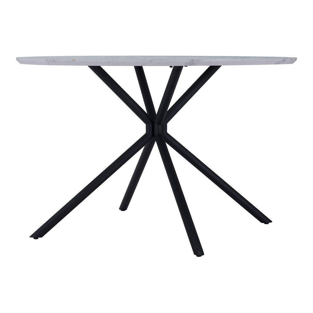 Mesa de Comedor para Restaurante - ZUO AMIENS - Blanco - Cubierta de MDF Símil Mármol y Estructura de Acero con Recubrimiento en Polvo - 101879 - Zuo - NOGAL BEAT - Mesa Comercial Interior