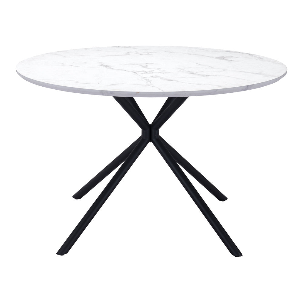 Mesa de Comedor para Restaurante - ZUO AMIENS - Blanco - Cubierta de MDF Símil Mármol y Estructura de Acero con Recubrimiento en Polvo - 101879 - Zuo - NOGAL BEAT - Mesa Comercial Interior
