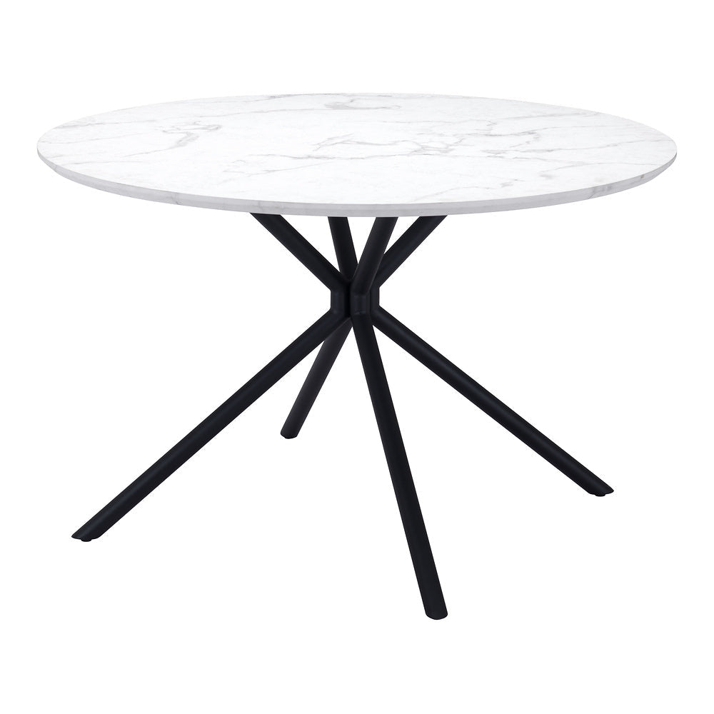Mesa de Comedor para Restaurante - ZUO AMIENS - Blanco - Cubierta de MDF Símil Mármol y Estructura de Acero con Recubrimiento en Polvo - 101879 - Zuo - NOGAL BEAT - Mesa Comercial Interior