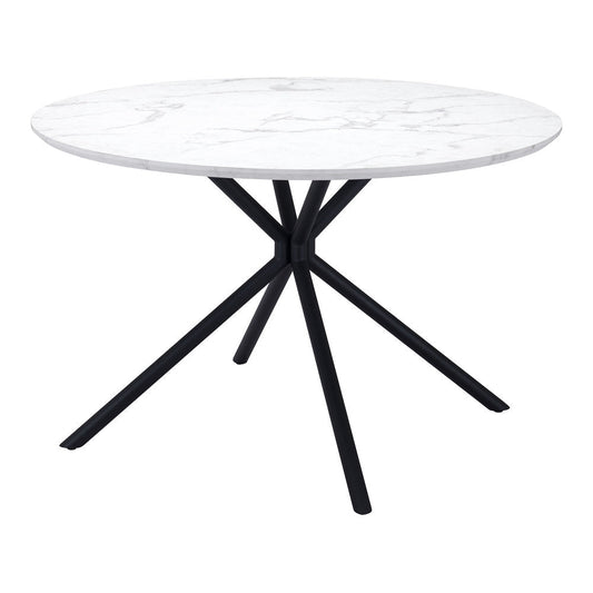 Mesa de Comedor para Restaurante - ZUO AMIENS - Blanco - Cubierta de MDF Símil Mármol y Estructura de Acero con Recubrimiento en Polvo - 101879 - Zuo - NOGAL BEAT - Mesa Comercial Interior