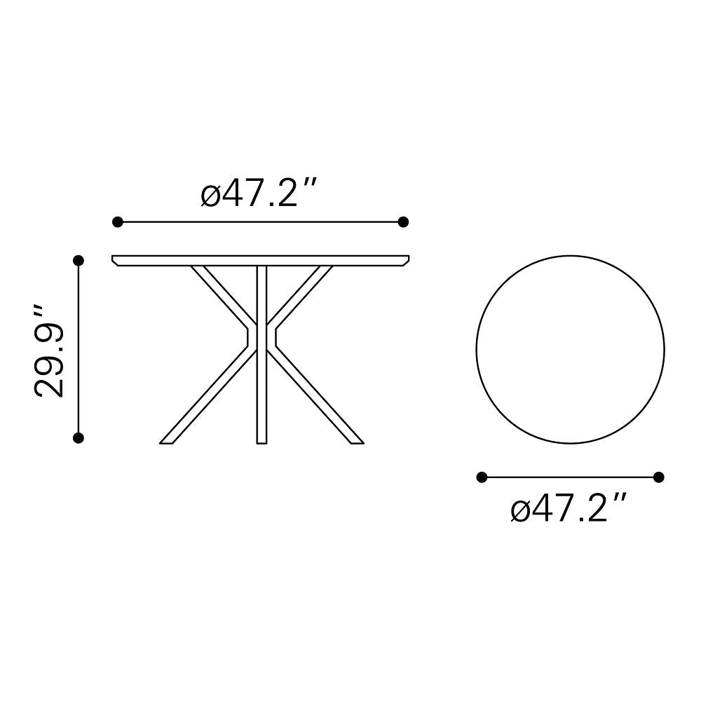 Mesa de Comedor para Restaurante - ZUO AMIENS - Blanco - Cubierta de MDF Símil Mármol y Estructura de Acero con Recubrimiento en Polvo - 101879 - Zuo - NOGAL BEAT - Mesa Comercial Interior