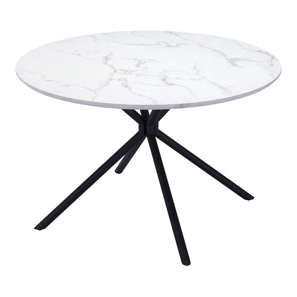 Mesa de Comedor para Restaurante - ZUO AMIENS - Blanco - Cubierta de MDF Símil Mármol y Estructura de Acero con Recubrimiento en Polvo - 101879 - Zuo - NOGAL BEAT - Mesa Comercial Interior