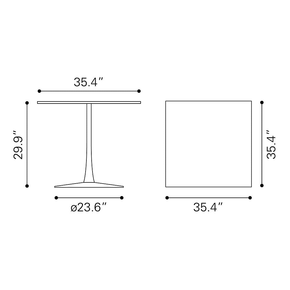 Mesa de Comedor para Salón de Eventos - ZUO MOLLY - Blanco - Cubierta de MDF Símil Madera y Estructura de Acero con Recubrimiento en Polvo - 109559 - Zuo - NOGAL BEAT - Mesa Comercial Interior