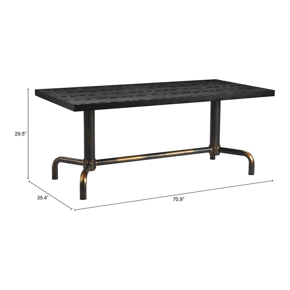 Mesa de Comedor para Salón de Eventos - ZUO NEUM - Negro - Cubierta de MDF Símil Madera y Estructura de Acero Pintado - 110022 - Zuo - NOGAL BEAT - Mesa Comercial Interior