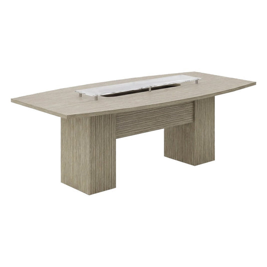 Mesa de Juntas con Vidrio para Sala de Juntas - GEBESA BENTO - Frente 240 cm - Cubierta de MDF y Base de Aglomerado - GCB570240CV - GEBESA - NOGAL BEAT - Mesa de Juntas