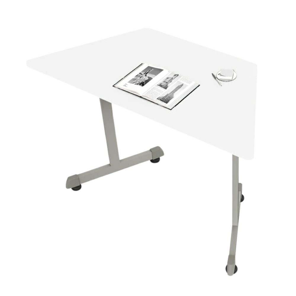 Mesa de Trabajo Trapezoidal para Instituciones - OFIK 258 - Cubierta en Melamina y Estructura de Acero - 258 - OFIK - NOGAL BEAT - Escritorio