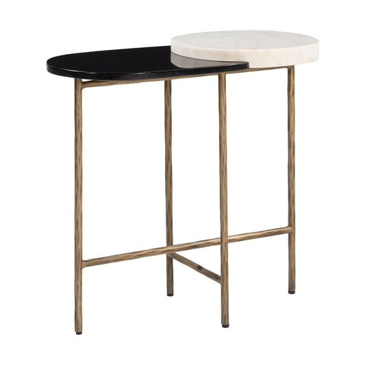 Mesa Decorativa para Área de Descanso - ZUO TORINS - Multicolor - Cubierta de Mármol Natural y Estructura de Hierro Forjado - 110980 - Zuo - NOGAL BEAT - Mesa Comercial Interior