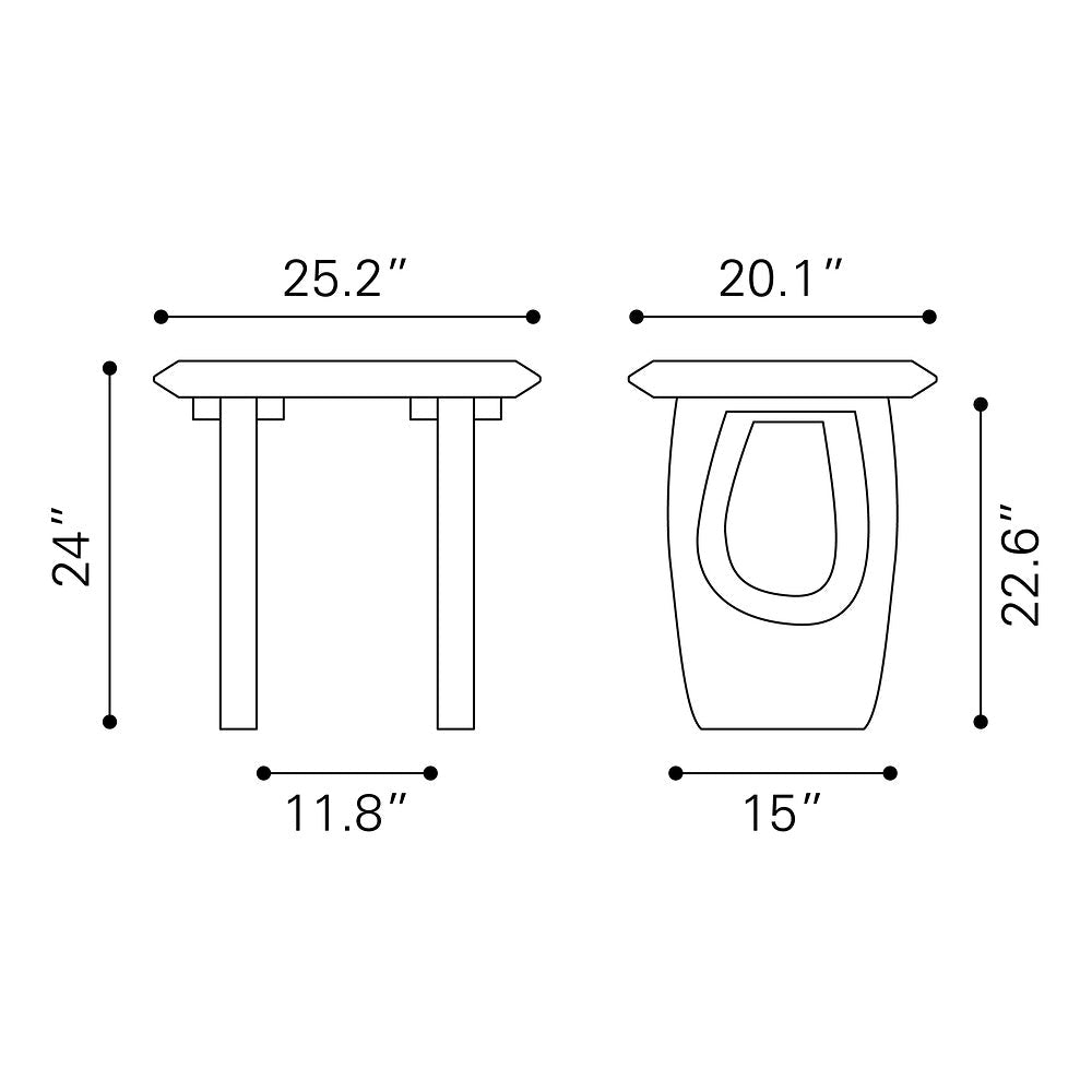 Mesa Decorativa para Consultorio - ZUO ARASAN - Negro - Cubierta de Madera de Acacia Pintada y Estructura de Madera de Acacia - 110225 - Zuo - NOGAL BEAT - Mesa Comercial Interior