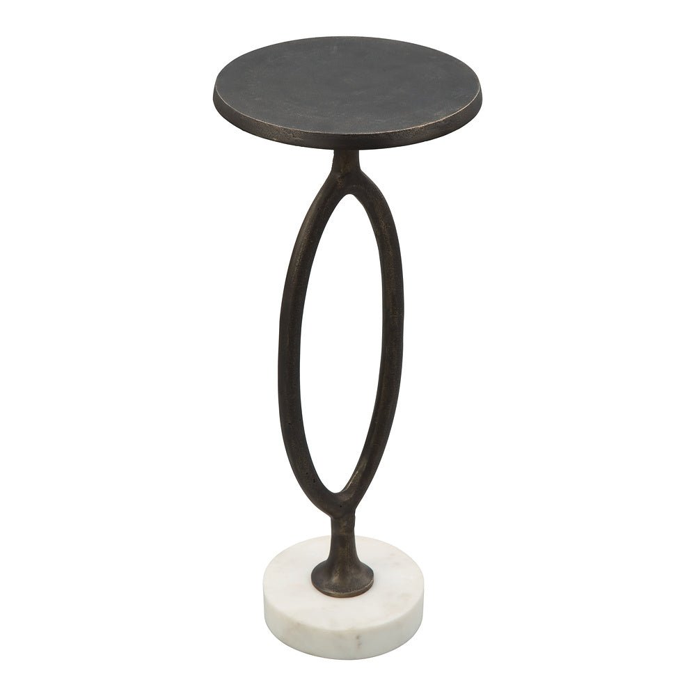 Mesa Decorativa para Coworking - ZUO BONITA - Bronce - Cubierta de Mármol Natural y Estructura de Aluminio Pintado - 109881 - Zuo - NOGAL BEAT - Mesa Comercial Interior