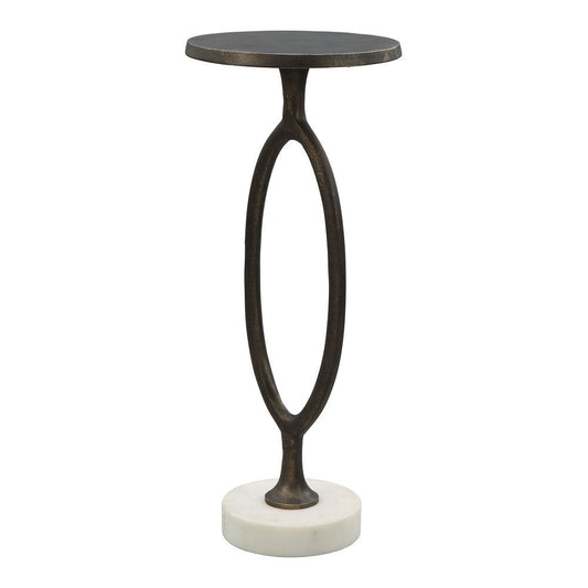 Mesa Decorativa para Coworking - ZUO BONITA - Bronce - Cubierta de Mármol Natural y Estructura de Aluminio Pintado - 109881 - Zuo - NOGAL BEAT - Mesa Comercial Interior