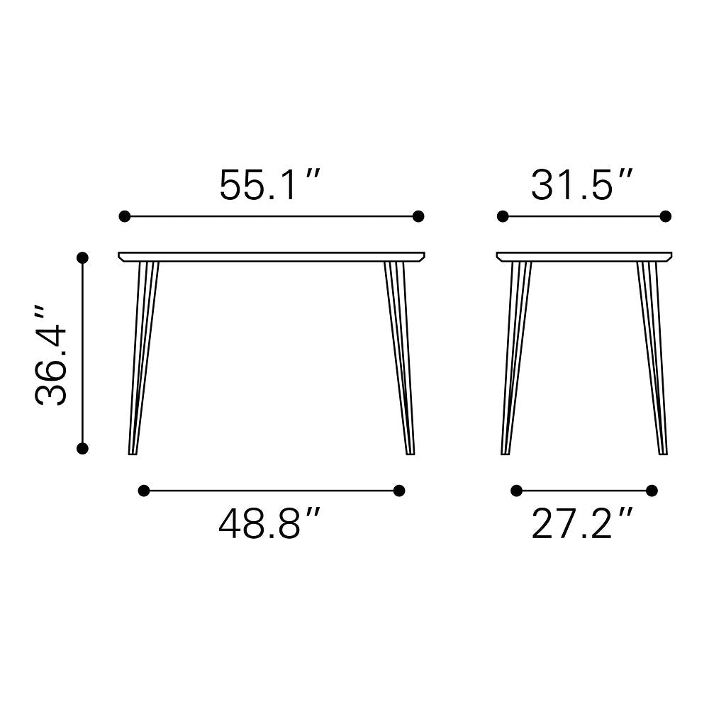 Mesa Mostrador para Bistró - ZUO DEUS - Negro - Cubierta de MDF Símil Madera y Estructura de Acero Pintado - 101890 - Zuo - NOGAL BEAT - Mesa Comercial Interior