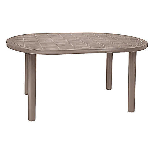 Mesa Ovalada al Aire Libre Reciclada - RESOL OLOT RECYCLED 140 X 90 - Varios Colores - 4 Puntas con Agujero Parasol y Protección UV - 06480 - Resol - NOGAL BEAT - Mesa de Terraza