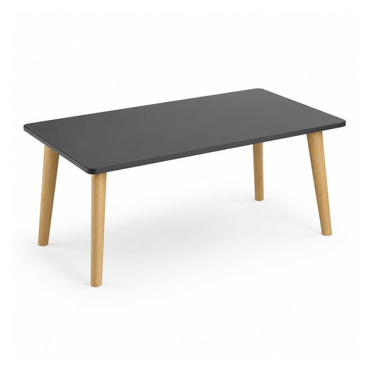 Mesa para Sala de Espera - VERSA DASH - Estructura Metálica Negra con Patas de Madera de Haya - Frente 100 cm - DS-785 - VERSA - NOGAL BEAT - Mesa de Juntas
