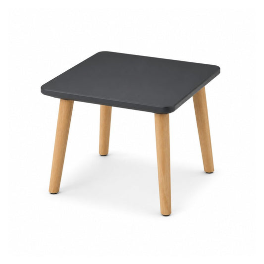 Mesa para Sala de Espera - VERSA DASH - Estructura Metálica Negra con Patas de Madera de Haya - Frente 50 cm - DS-780 - VERSA - NOGAL BEAT - Mesa de Juntas