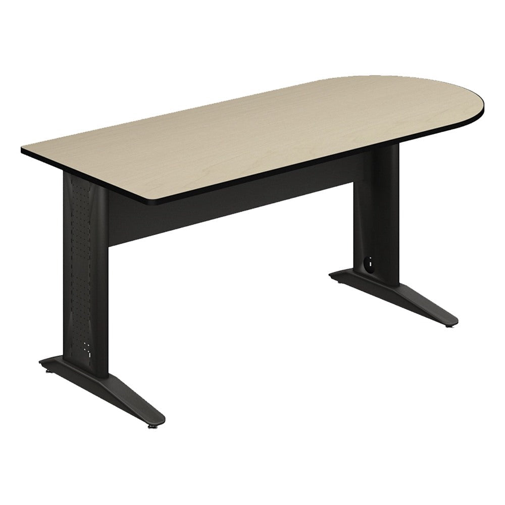 Mesa Peninsular para Oficina - GEBESA CYBER - Frente 160 cm - Estructura Metálica - GAK580160TMLM19 - GEBESA - NOGAL BEAT - Escritorio de Oficina
